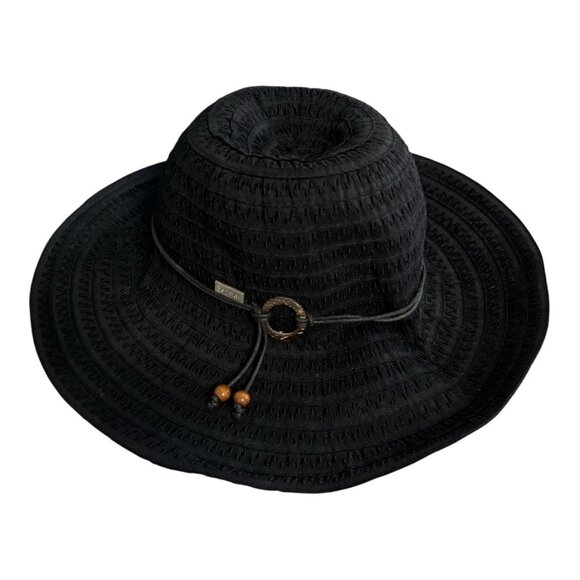 Betmar New York Black Woven Sun Hat with Beaded Accent – Style B3261 - Picture 1 of 6